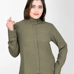 DELIS Women Monochrome Full Sleeves High Neck Georgette Top-image-28