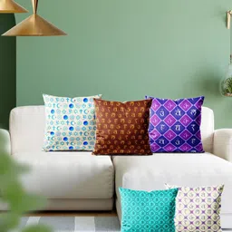 ArtzFolio Multicoloured Set of 5 Velvet Square Cushion Covers-image-41