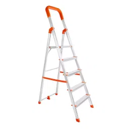 Mizu 5 Steps Foldable ladder Aluminium 179.57 cm Silver Load Capacity Upto 400 Kg with Platform for Home-45