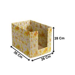 Kuber Industries Set Of 4 Yellow & White Flower Design Foldable Rectangle Cloth Saree Stacker image 5