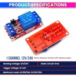 amiciSmart High and Low Level Trigger 1 Channel Relay Module Shield with Optocoupler Compatible Relay Board for Arduino, 12 V/24 V, 1xHIGH-LOW-PCB-1 image 2