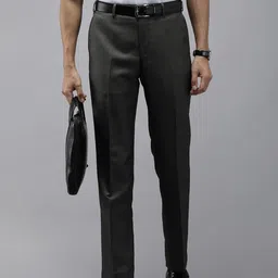 Park Avenue Men Mid-Rise Textured Smart Trousers-image-98