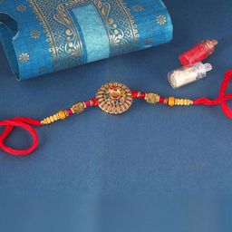 Vivastri Lotus Gold and Rhodium Plated Alloy Rakhi for Lovely Brother [VIVA1179RKG]-image-79