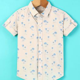 Jash Kids Half Sleeves Shirt Palm Tree Print - Cream-image-38