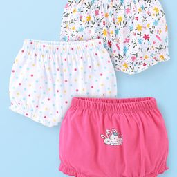 Babyhug 100% Cotton Floral Printed Bloomer Pack of 3 - Multicolor-image-5