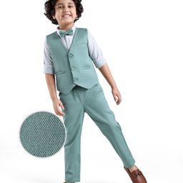 Mark & Mia Full Sleeves Solid Color 3 Pieces Party Suit With Cap & Bow - Multicolor-image-97