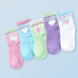 Honeyhap Premium Cotton Bamboo Spandex With Bio Finish Socks With Heart Design Pack of 5 - Pink Slat Bright White Blue Elixir Green Glow & Lavender-77