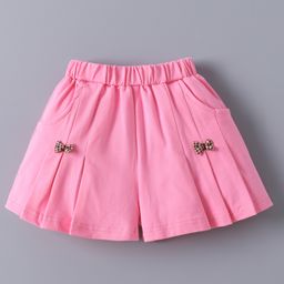 Mark & Mia Solid Cotton Shorts With Bow Applique - Pink-picture-27
