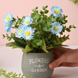 VONCASA Plastic White color Artificial Flower With Pot-1