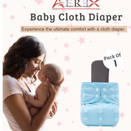 AEREX Reusable Baby Cloth Diapers For 1 Months to 12 Months With Black Insert Pads Leak Proof Washable Diapers For New Born Babies Adjustable Pocket Cloth Diaper Nappies (Multicolor, Pack of 1)-image-13