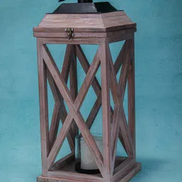 Ireka Homes Selena Acacia Wood Lantern with Glass-picture-19