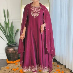 SHREE KHODAL FASHION Women Ethnic Motifs Thread Work Kurta with Trousers & Dupatta-picture-45
