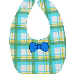 Yellow Bee Cotton Checks and Button Print Reversible Bib with Double Closure for Boys - Green and Blue image 3