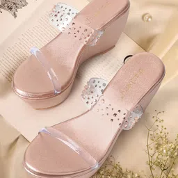 DressBerry Textured Party Wedge Pumps-54