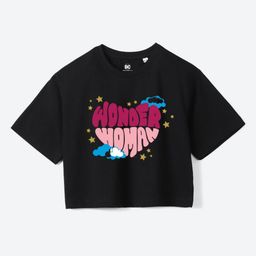 YK Warner Bros Girls Wonder Woman Printed Pure Cotton Applique Boxy T-shirt-picture-44