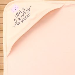 Simply Interlock Knit Hooded Towel With Text Print L 80 x B 80 cm - Peach image 4