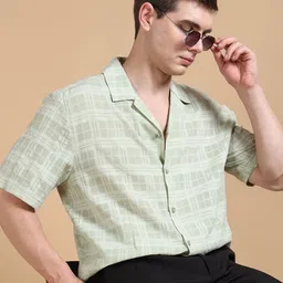 StitchX Men's Half Sleeve Textured Cuban Collar Shirt-image-21