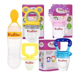 Kritiu 5Pcs Blue & Transparent Printed BPA-Free Leak-Proof Silicone Food Feeders-image-95