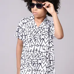 V-Mart Boys Abstract Printed Lapelled Collar Pure Cotton Casual Shirt & Trousers-image-30