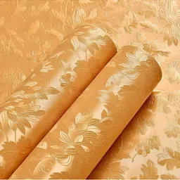 Aura Gold Colored Flower Self Adhesive Wallpaper & Sticker-50