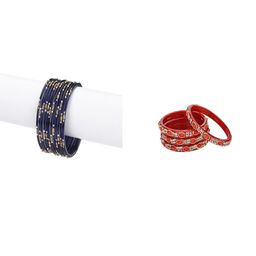 SOMIL Set of 16 Blue Alloy Artificial Stones & Beads Bangles-image-93