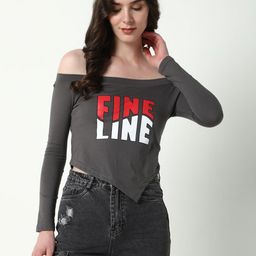 SHOWOFF Typography Printed Off-Shoulder Top-picture-23