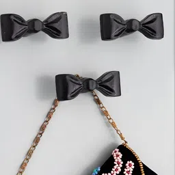 Indianshelf 3-Pcs Black Bow ShapedWallHooks-20
