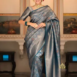 VASTRAHUT Woven Design Zari Silk Blend Handloom Banarasi Saree-picture-18