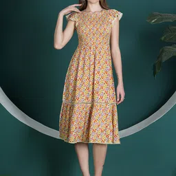DEBONATELLA Floral Print Crepe Maxi Midi Dress-picture-30