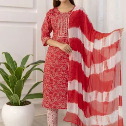 Anouk Rustic Women Floral Printed Regular Pure Cotton Kurta with Dhoti Pants & With Dupatta-44