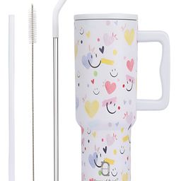 HOUSE OF QUIRK White & Pink Single Stainless Steel Printed Double Wall Vacuum Water Bottle-image-37