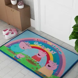 Athom Living Blue & Green Peppa Pig Rainbow Designed Themed Printed Anti-Skid Doormats-image-42