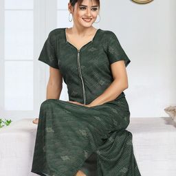 LIFE-TALE Women Green Pure Cotton Nightdress-image-130