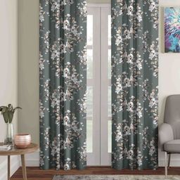 Aura Grey & White 2 Pieces Floral Printed Door Curtain-image-95