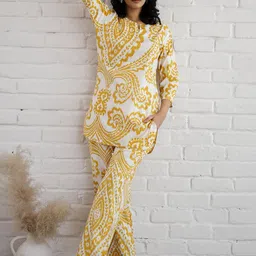 FLAVIA CREATION Printed Pure Cotton Round Neck Top With Trousers Co-Ords Set-picture-4