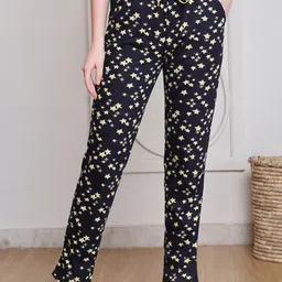Boston Club Women Printed Pure Cotton Straight Lounge Pants-picture-0