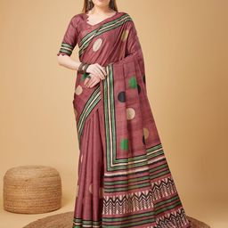 DIVASTRI Polka Dot Silk Blend Banarasi Saree-picture-3