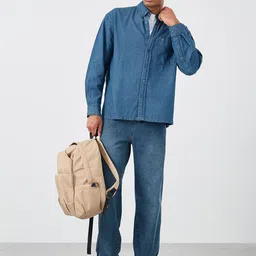 Styli Men Relaxed Fit Solid Spread Collar Cotton Casual Shirt-image-25