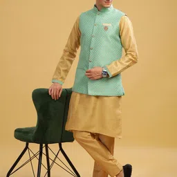 Anouk Printed Woven Nehru Jackets-14
