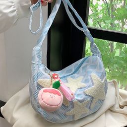 StyleCast x Revolte Printed Half Moon Hobo Bag with Applique image 2