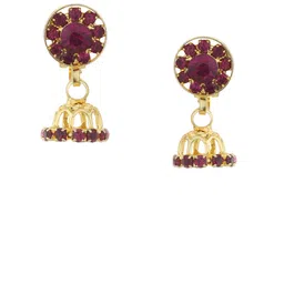 FirstBlush Gold-Plated Cubic Zirconia Studded Clip On Dome Shaped Jhumkas-33