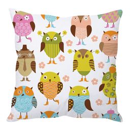 Stybuzz Owl Cartoon Cushion Cover - Multi Color-image-10