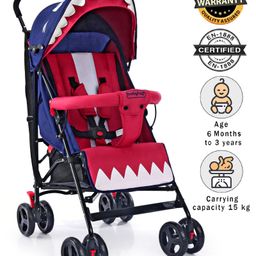 Babyhug Lil Monsta Stroller With Adjustable Leg Rest - Red & Blue-59