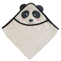 Mi Dulce An'ya Organic Terry Hooded Towel Panda Design - White Black-image-40
