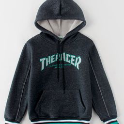 Kookie Kids Full Sleeves Hooded Sweatshirt The Racer Print - Dark Grey-image-45