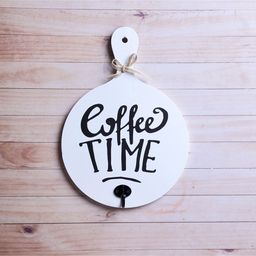 A Vintage Affair Wall Hanging Key Holder Coffee Time Print - White-17