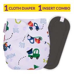 Bembika Cloth Diaper with 5 Layered Bamboo Insert Car Print - Multicolor-18