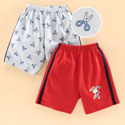 Tango Knee Length Printed Shorts Pack of 2 - Grey Red-image-92