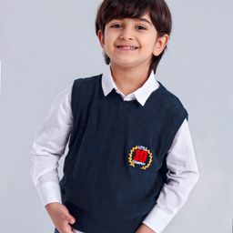 Babyhug Sleeveless Pullover Sweater Number Patch - Blue-image-60