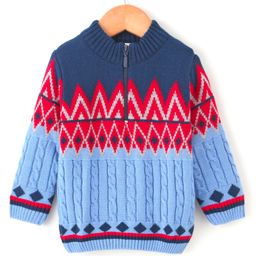 Babyhug Full Sleeves Jacquard Sweater - Multicolor-image-16